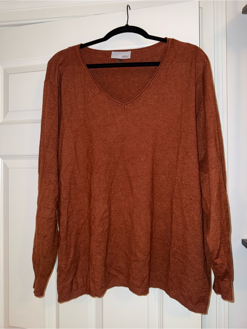 Women's V-Neck Sweater in Rust